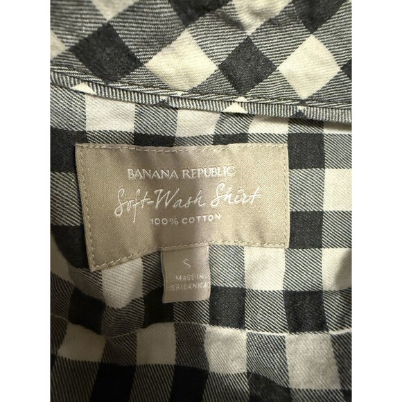Banana Republic Gingham Check Button Front Shirt Size S Black White - Picture 3 of 4